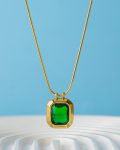 gold green square necklace