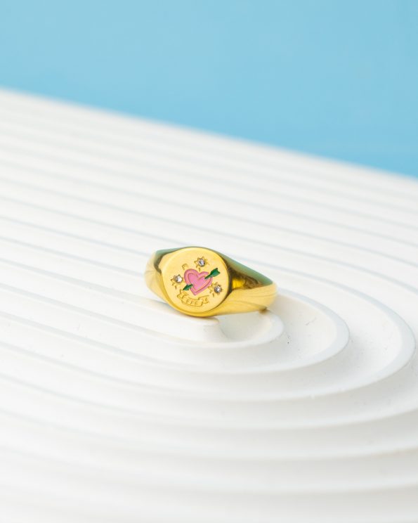 gold lover heart paint ring