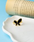 gold black butterfly ring