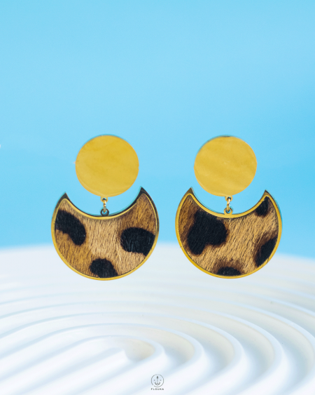 gold tiger crescent earrings