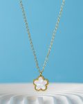 gold white flower necklace