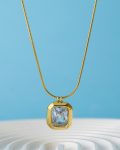 gold square crystal necklace