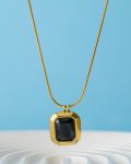 gold black square necklace