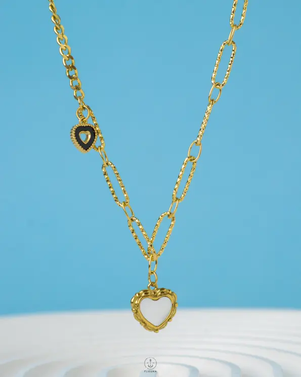 seachell flat cable haert necklace