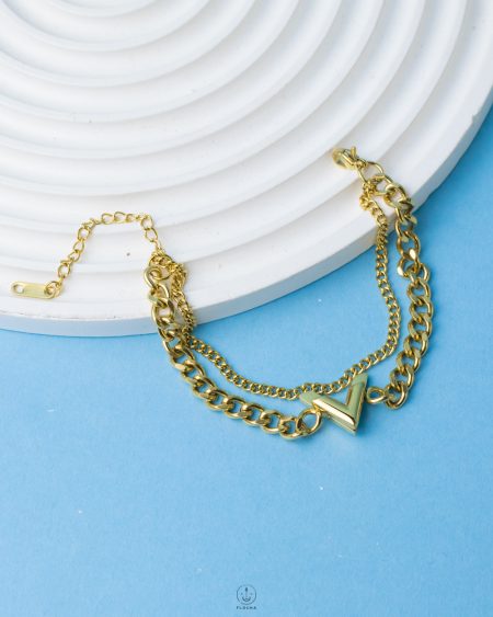 double layer v gold bracelet