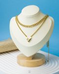 double layer v gold necklace