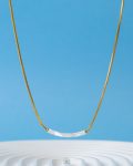 curve bar white gold necklace