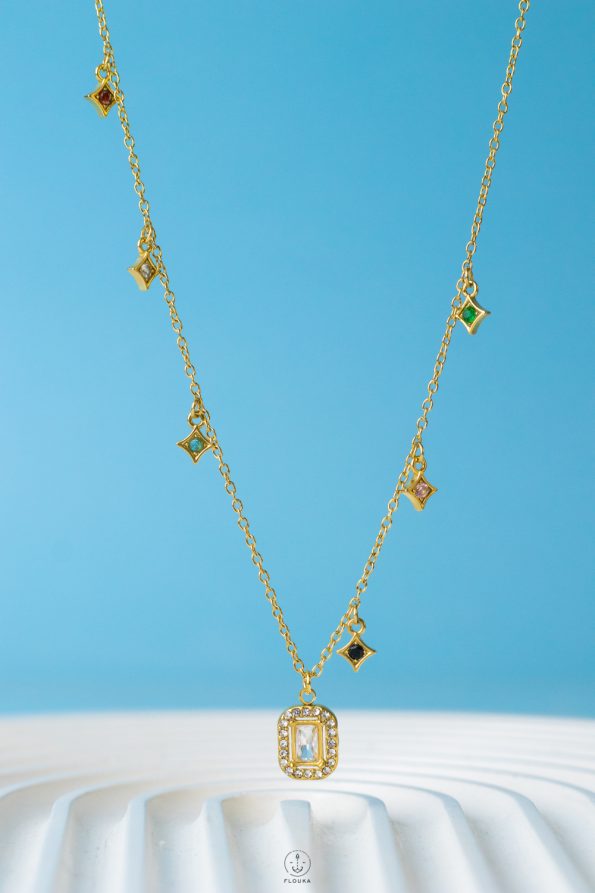 crytal gold necklace