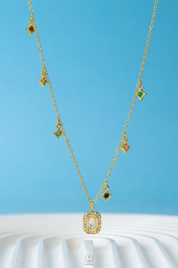 crytal gold necklace