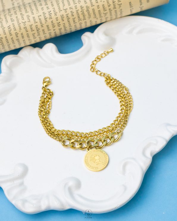 three layer coin gold bracelet