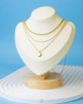 three layers heart gold necklace