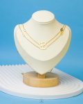 Double layer CD gold necklace