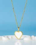 white heart gold necklace