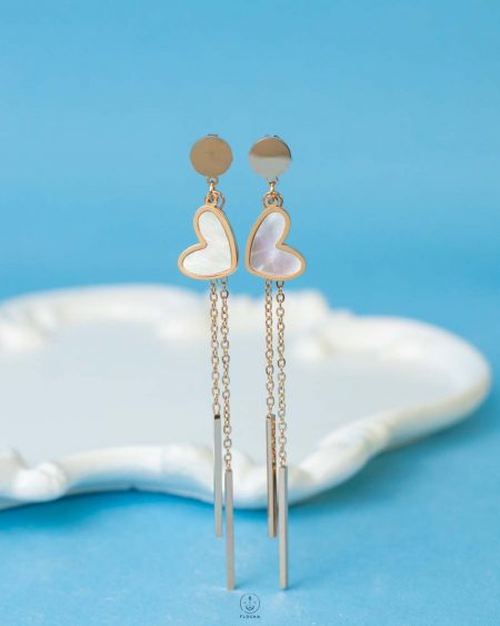 seachell heart rose gold earring