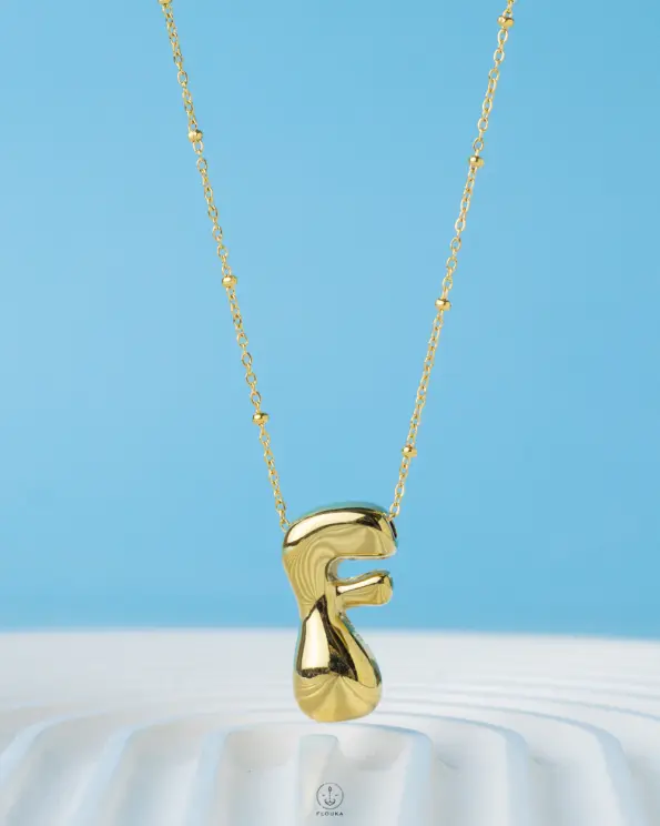 curvy letter F necklace