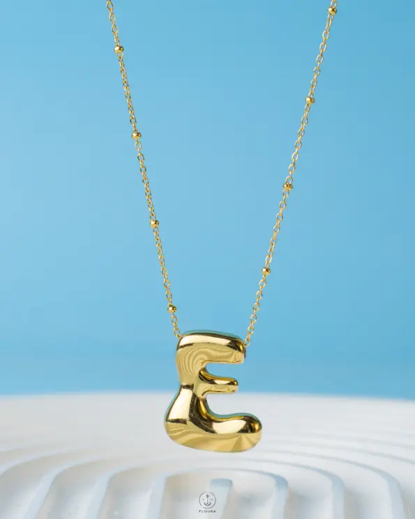 curvy letter E necklace