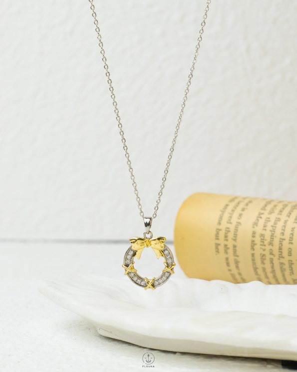 mix silver & gold tie necklace