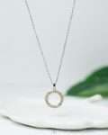 circle straus silver necklace