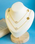 Double layer heptagon gold necklace