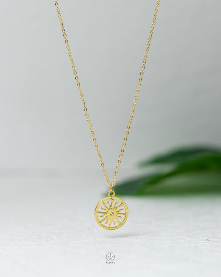 circle sun shine gold necklace