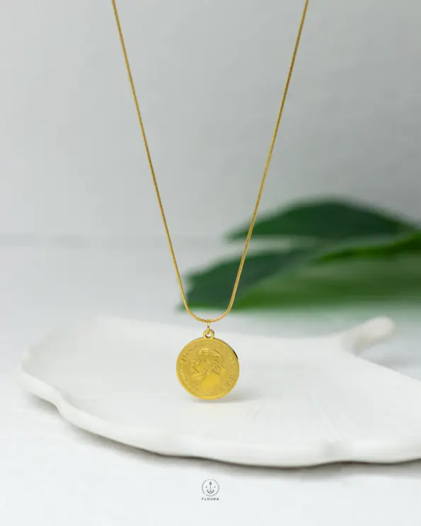 coin mouse gold necklace