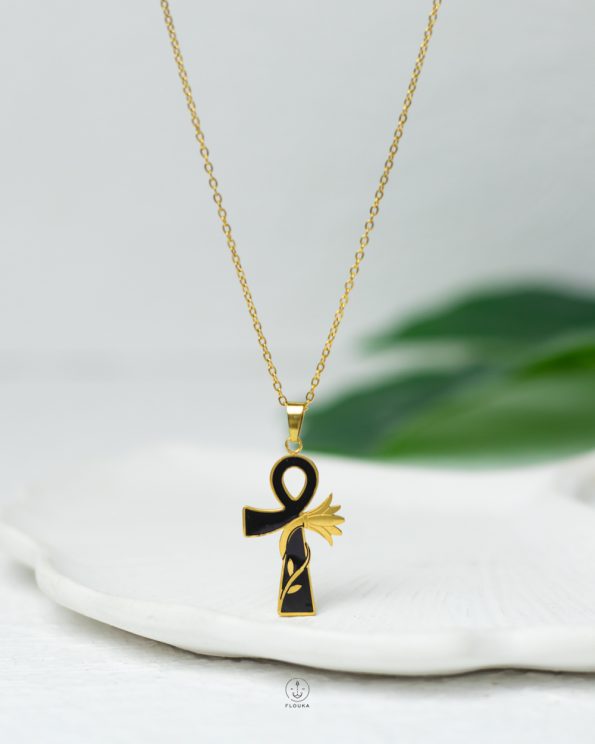 black Pharaonic key necklace