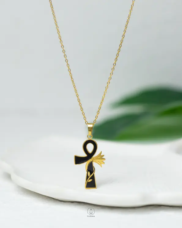 black Pharaonic key necklace