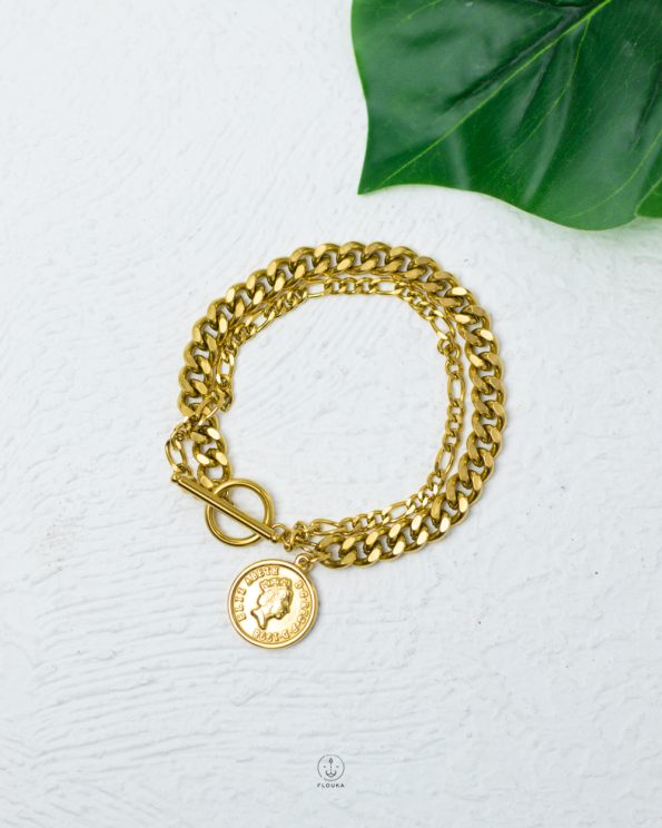 t lock coin gold bracelet