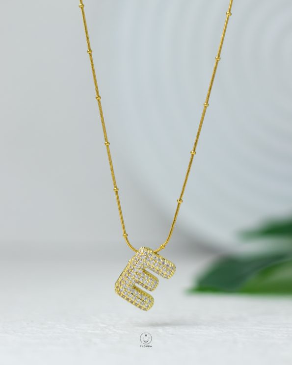 letter E straus necklace