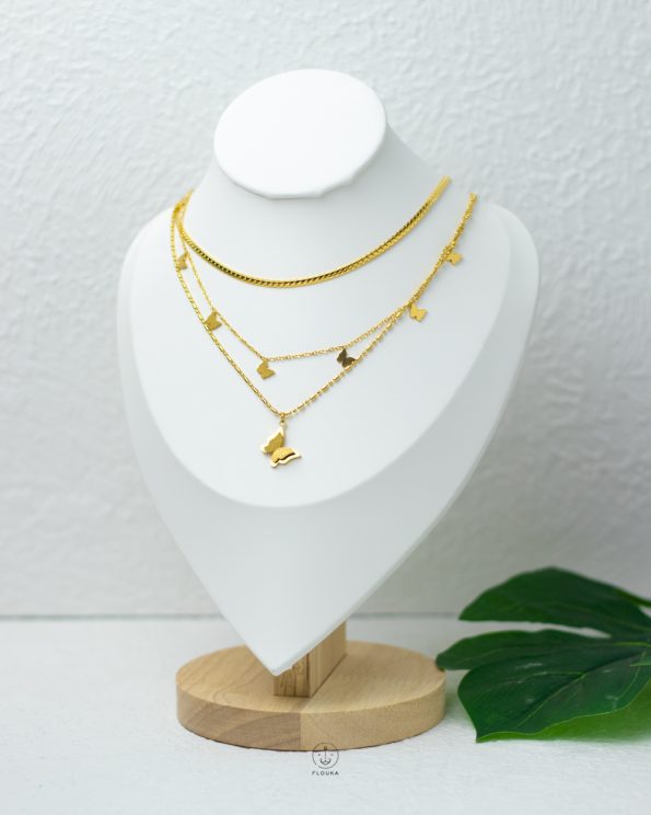 three layers buterflys necklace