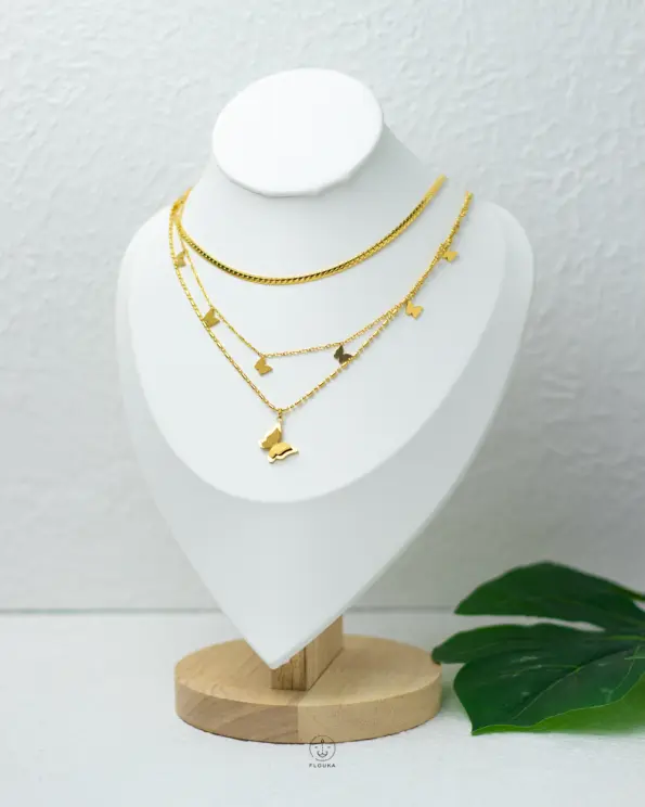 three layers buterflys necklace