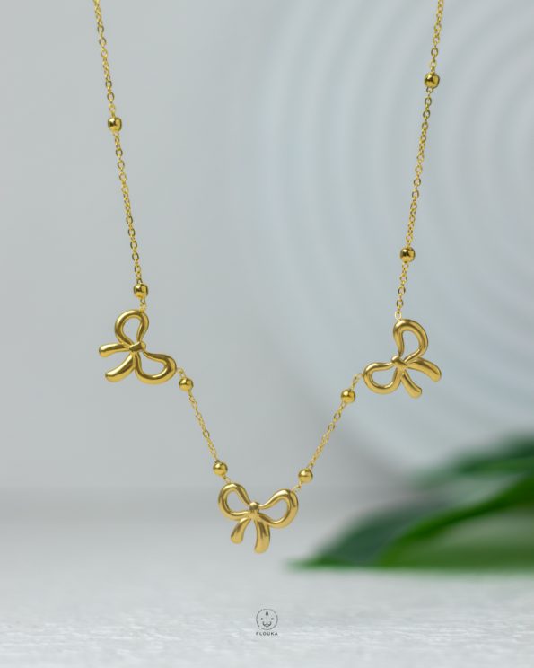 three butterfly gold necklace