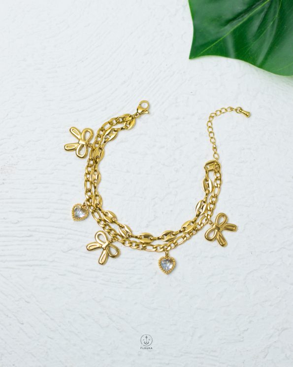 double layer tie gold bracelet