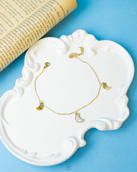 crescent gold anklet