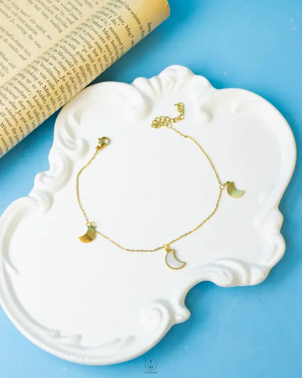 crescent gold anklet