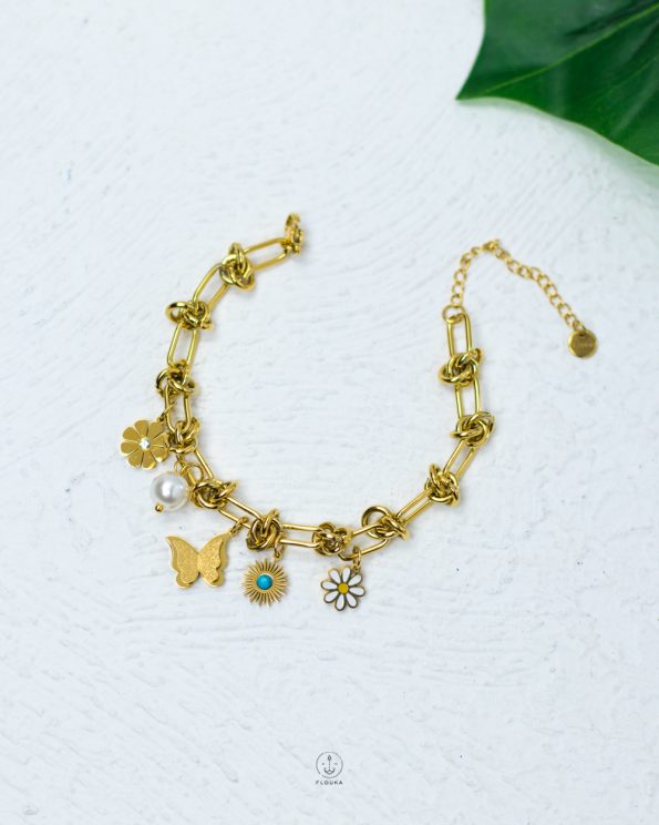 gold tie butterfly bracelet