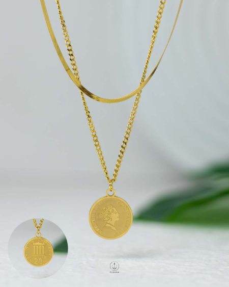 double layer Greece coin necklace