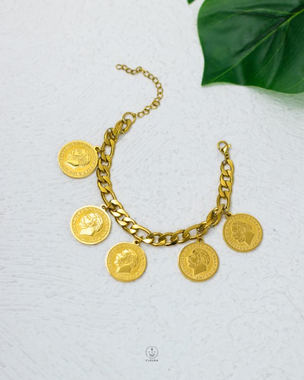 Five coins figaro bracelet