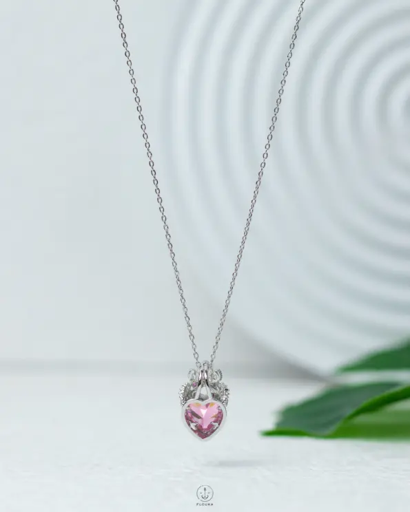 Rapunzel pink silver necklace