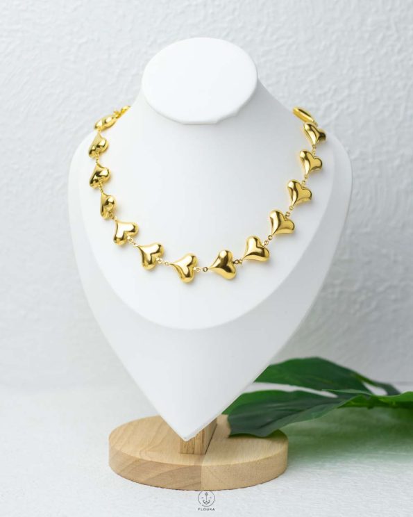 pump heart gold necklace