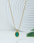 blue cat eye gold necklace