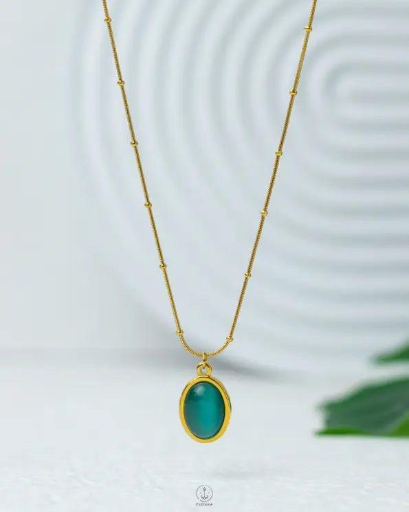 blue cat eye gold necklace