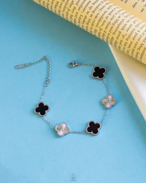 mix black & silver vancleef bracelet