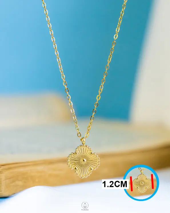 gold single flower necklace