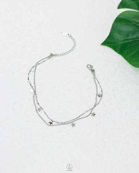 double layer stars silver anklet