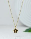 single black flower necklace