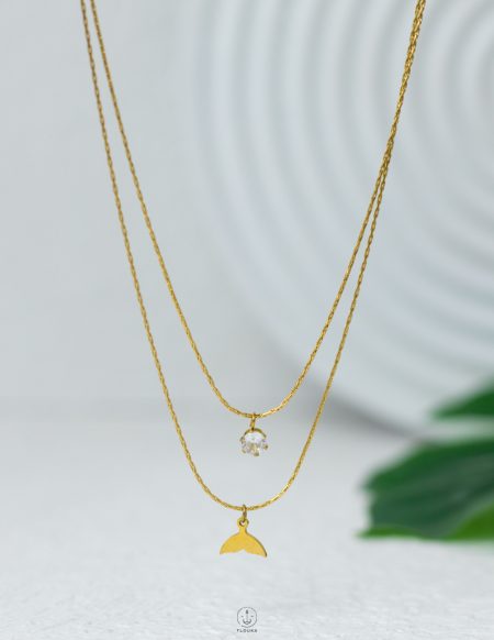 double layer gold whale tail necklace