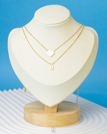 double layer heart B necklace