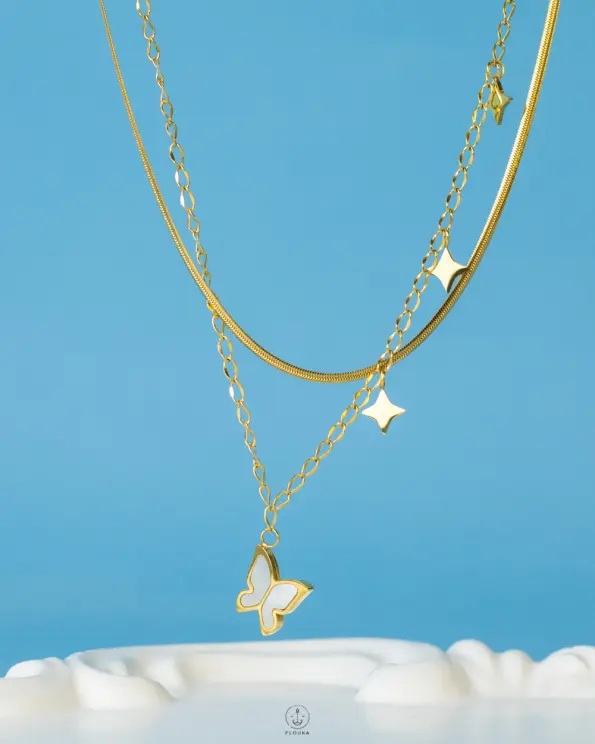 double layer butterfly necklace