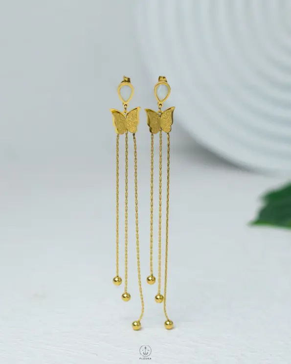 white butterfly earrings